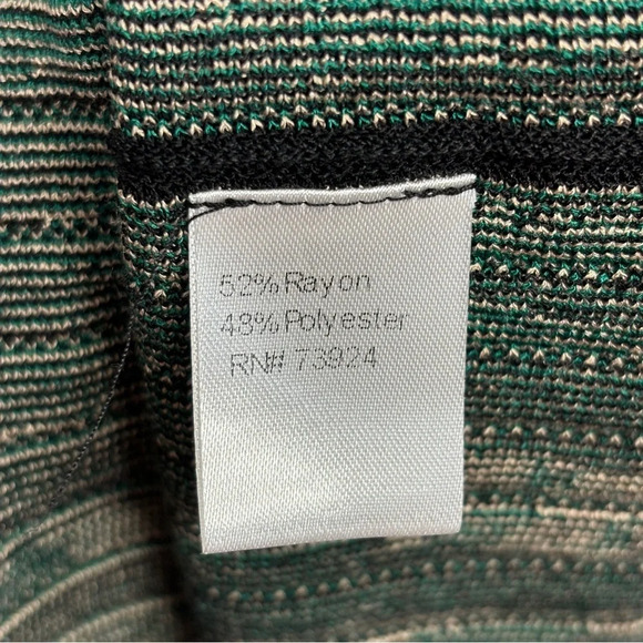 NWT Ming Wang Green and Black V-Neck Patterned Ribbed Soft Knit Dress L - Picture 10 of 13